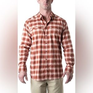 Tasc Traverse Plaid Woven Brushed Button Down Long Sleeve Shirt (XL)